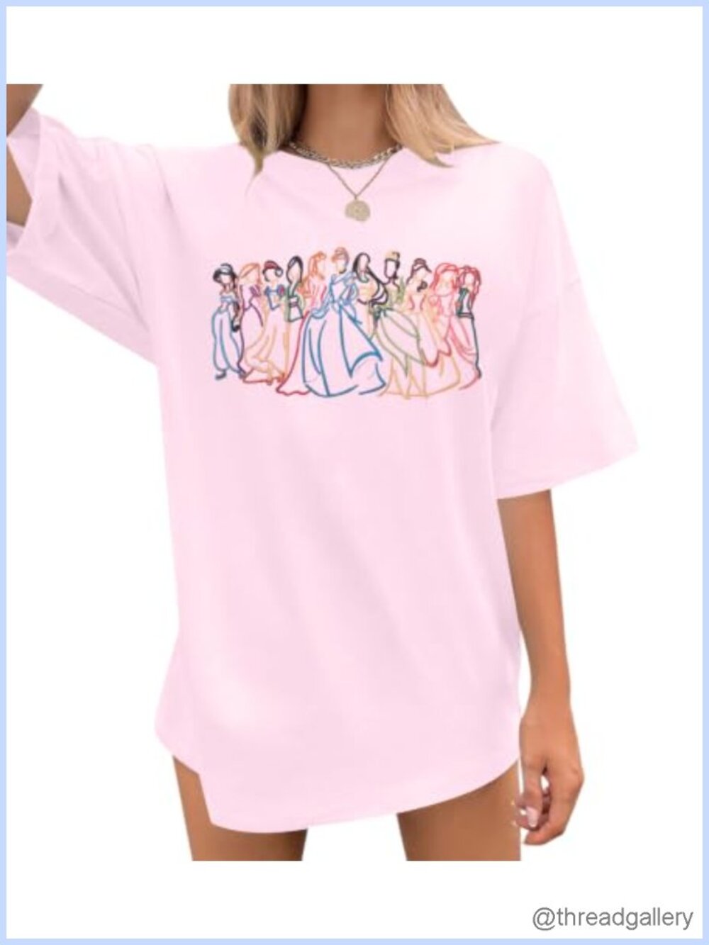 Oversized Magic Kingdom Graphic Tee Cute Princess Vacation T-Shirt